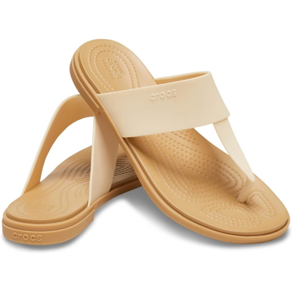 Crocs women flip flop sandal size 8M off white